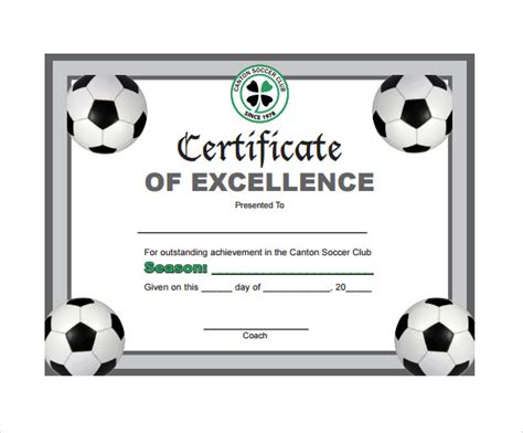 soccer certificate template word free download
